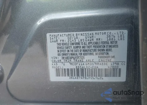 2018 Nissan Sentra Sv from USA, damaged, VIN 3N1AB7AP8JY267626